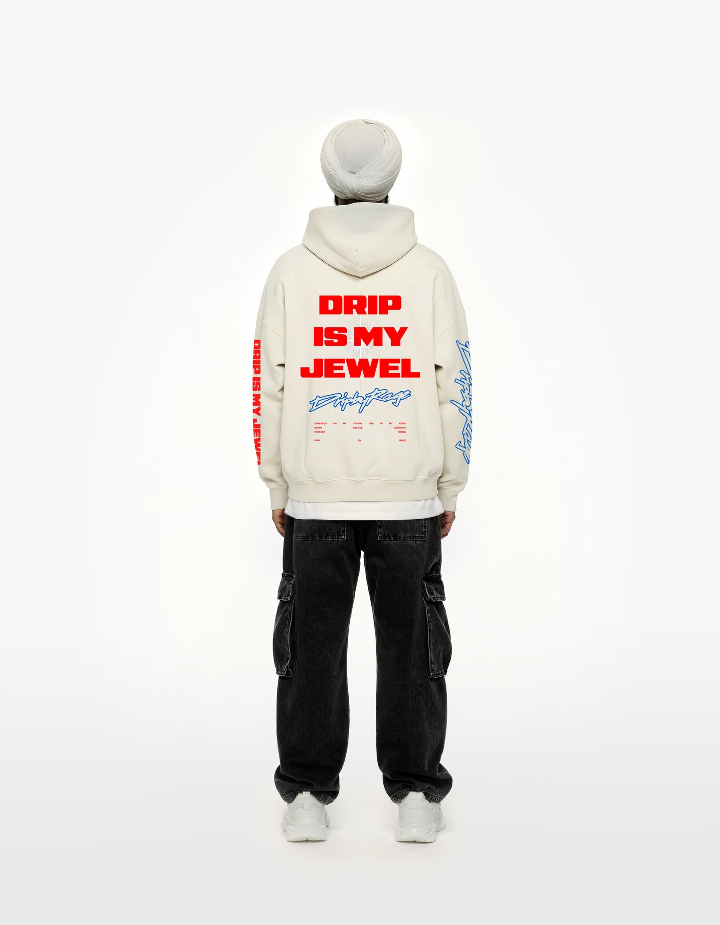 DRIP IS MY JEWEL BLUE BIG PRINT BOXY HOODIE
