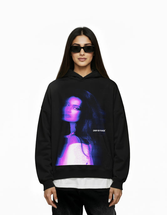 REKHA BIG PRINT SUN FADED BOXY HOODIE