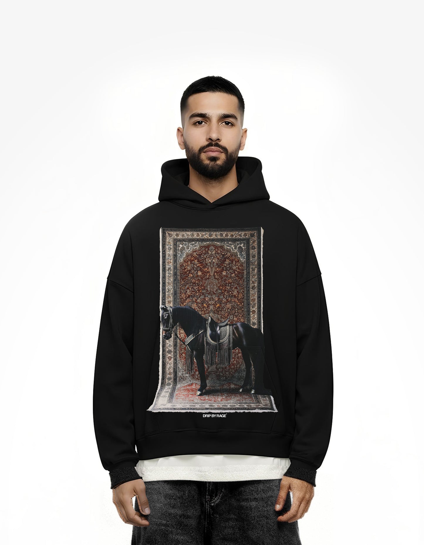 ROYALTY BIG PRINT SUN FADED BOXY HOODIE
