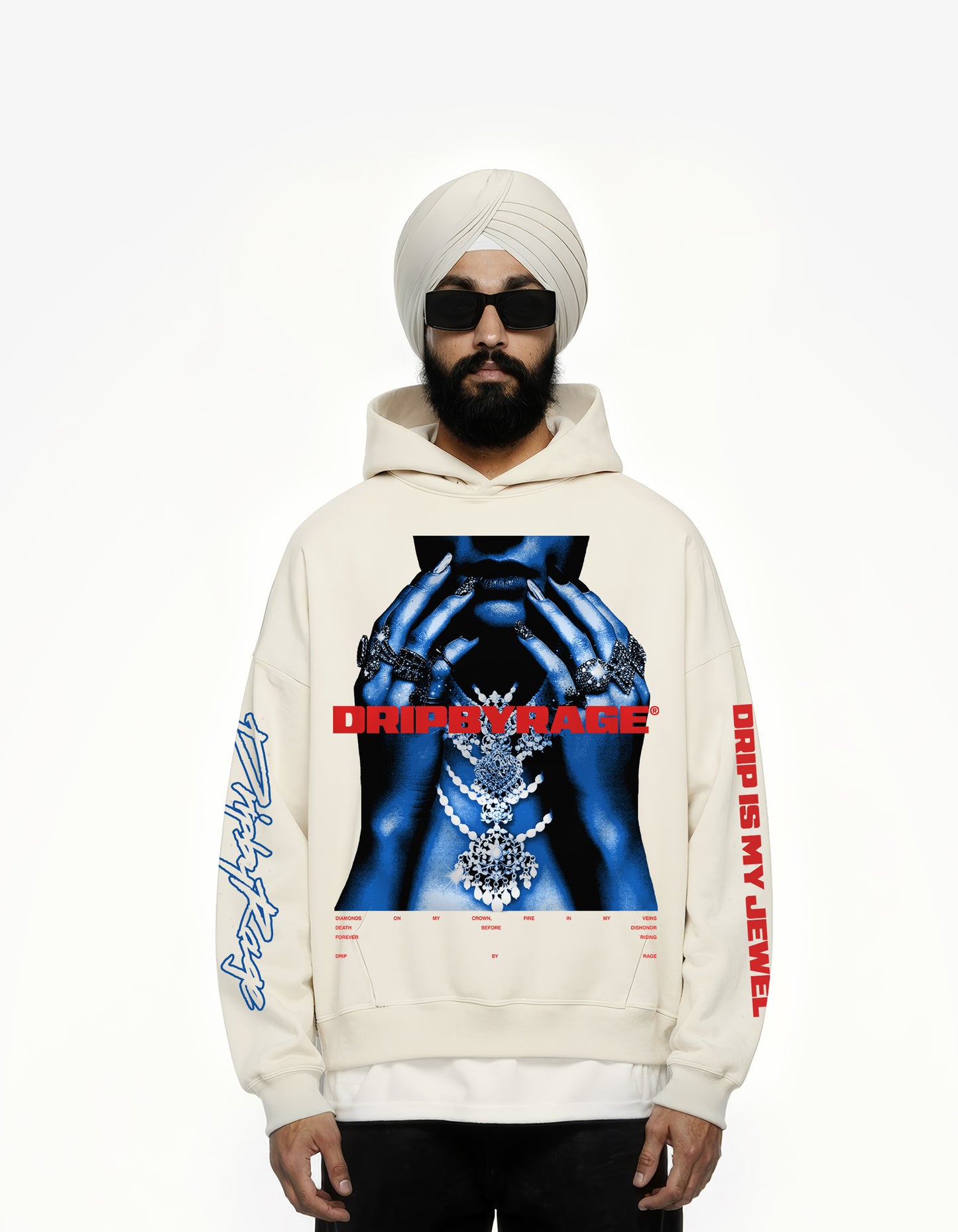 DRIP IS MY JEWEL BLUE BIG PRINT BOXY HOODIE