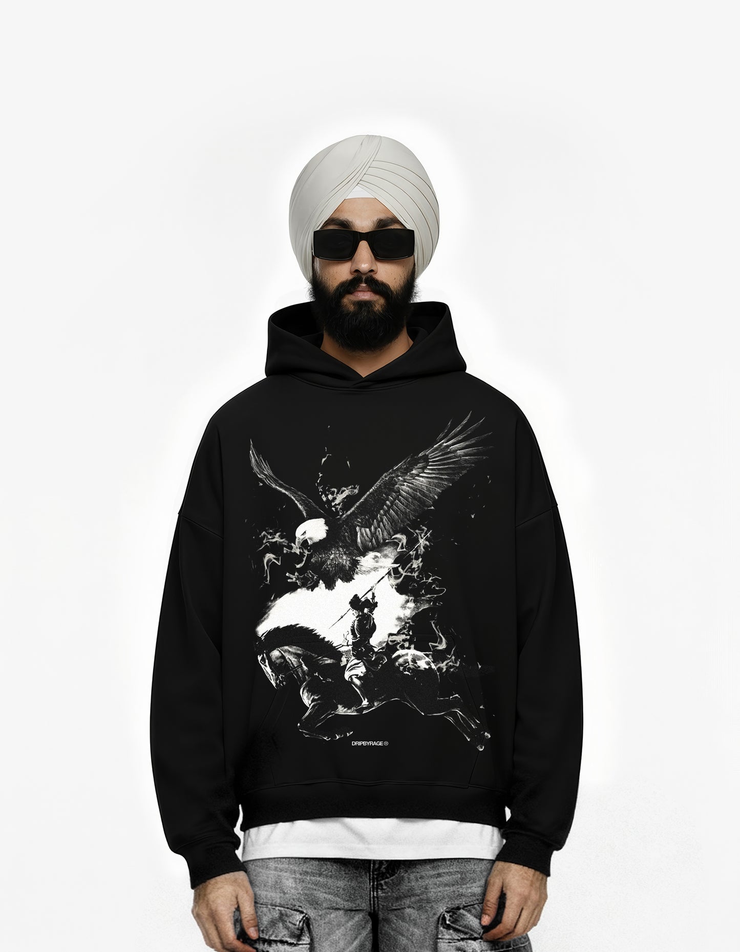 NO FEAR BLACK BIG PRINT BOXY HOODIE