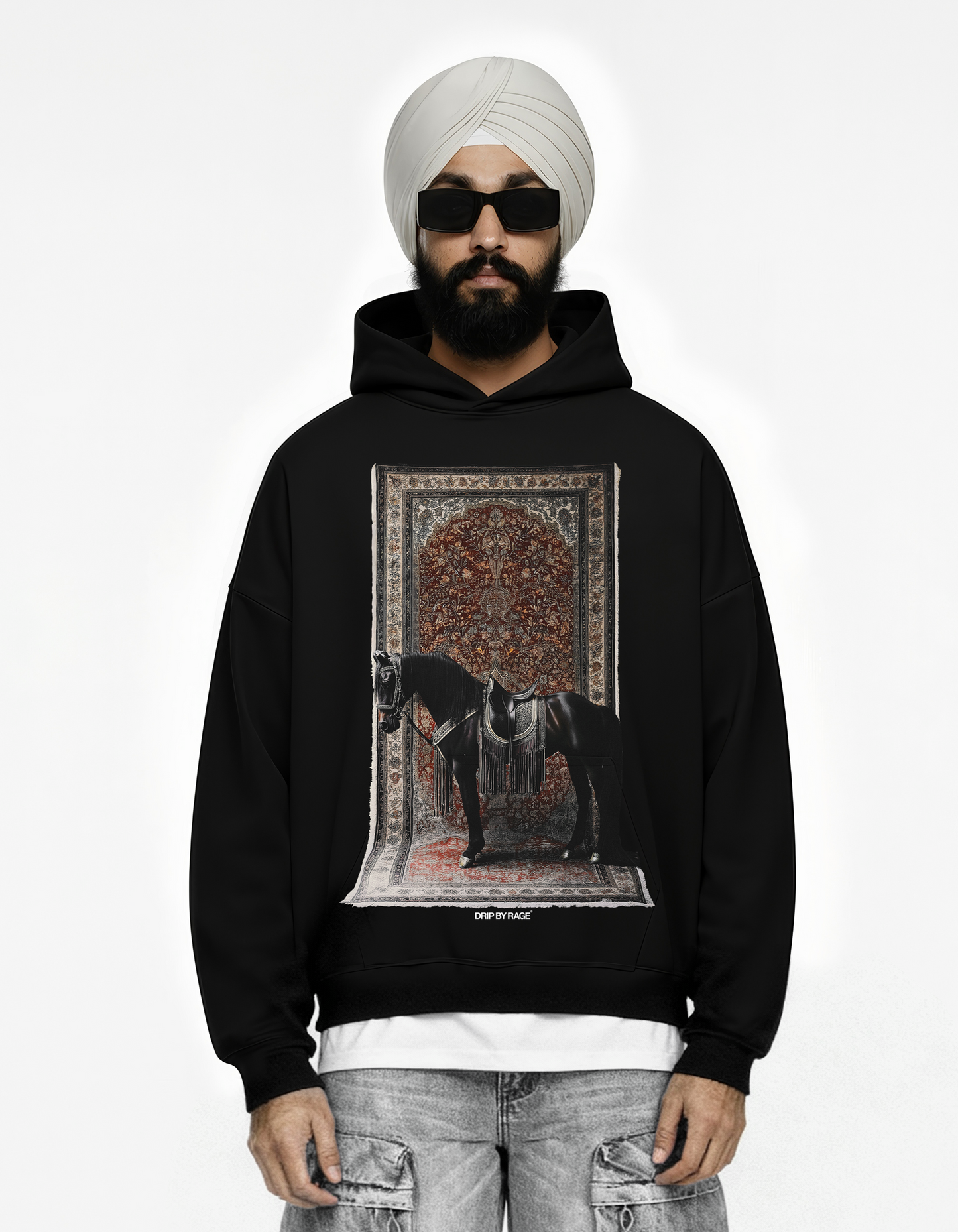 ROYALTY BIG PRINT SUN FADED BOXY HOODIE