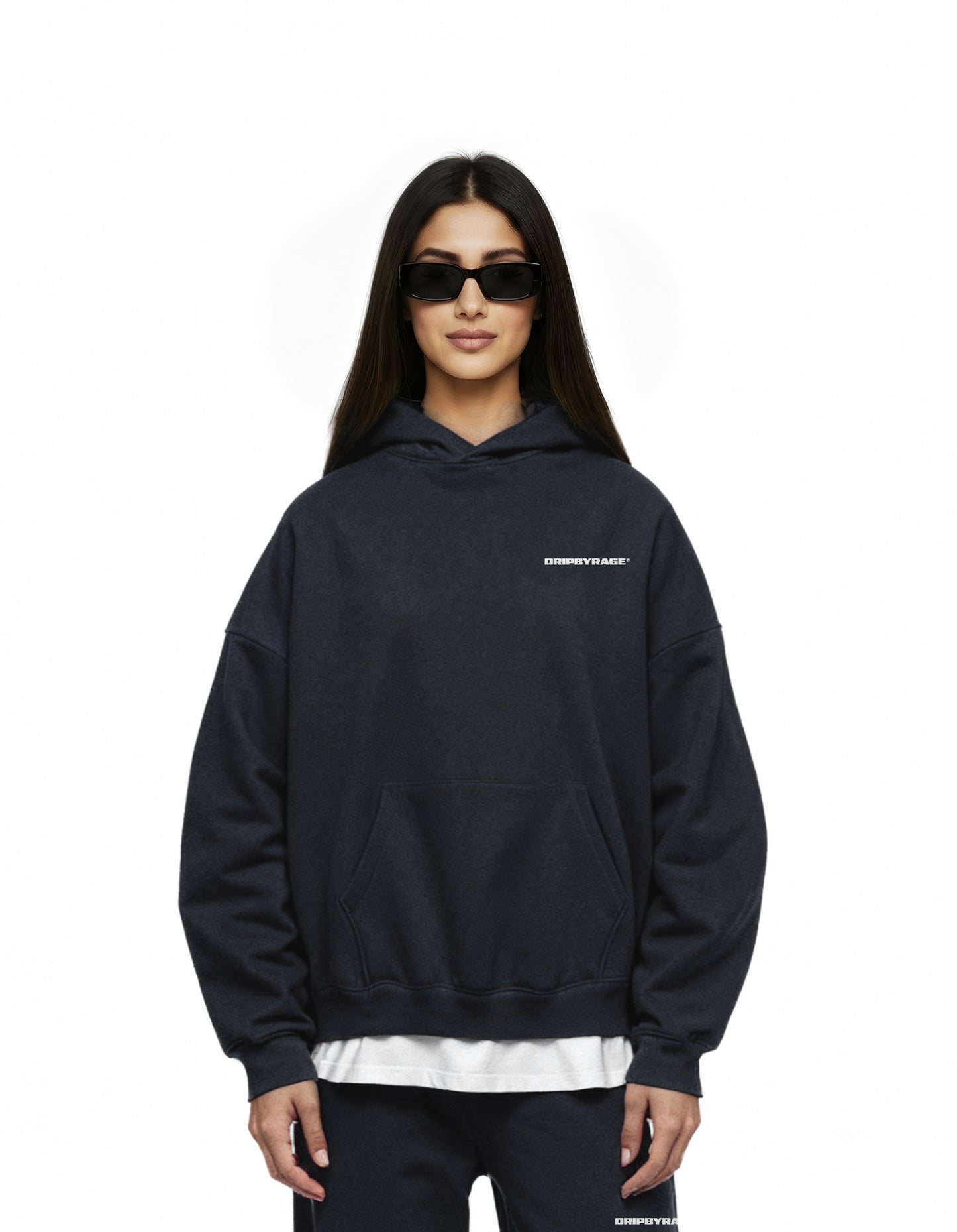NAVY BLUE HEAVY SUN FADED BOXY HOODIE