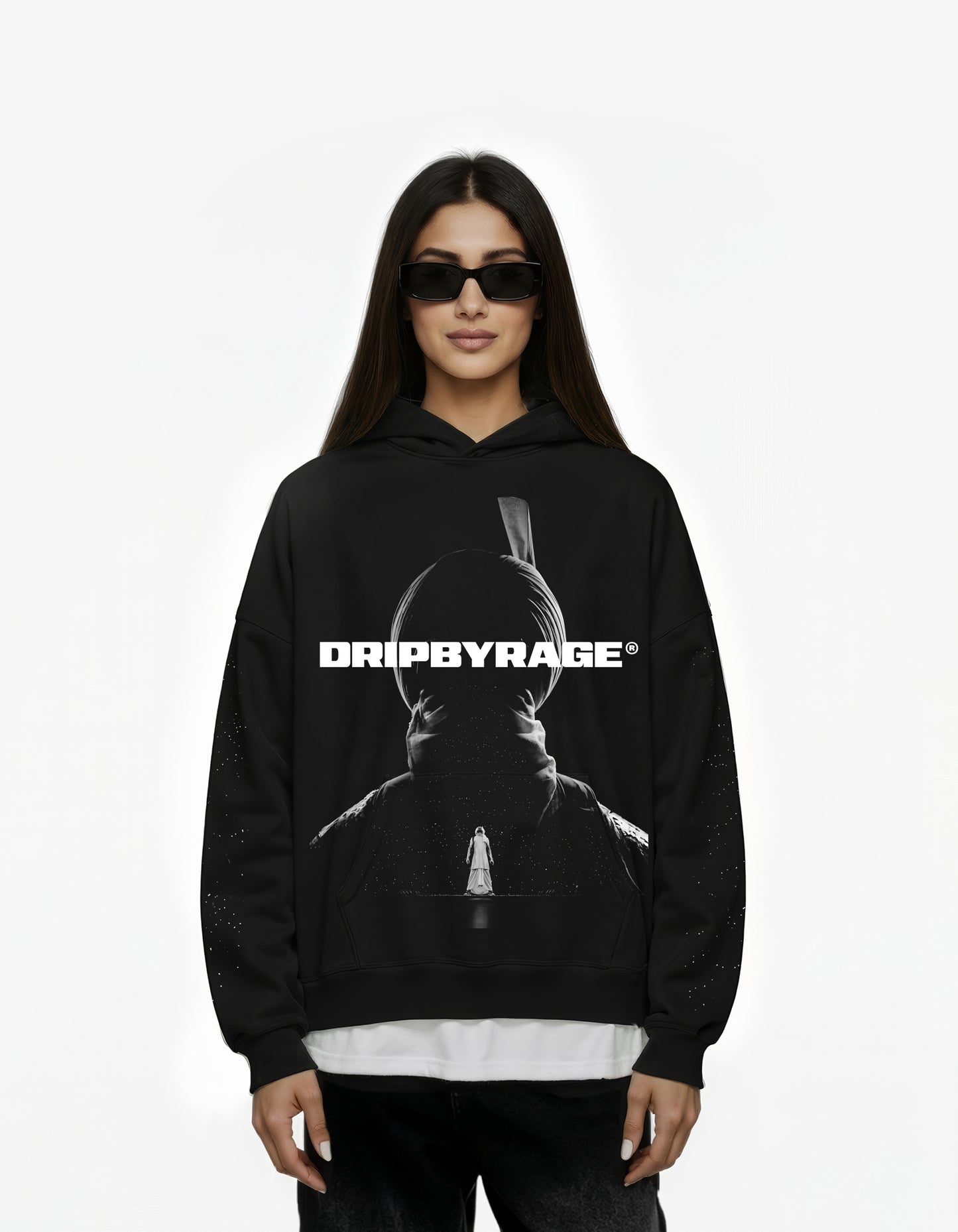 AURA STAR BIG PRINT SUN FADED BOXY HOODIE