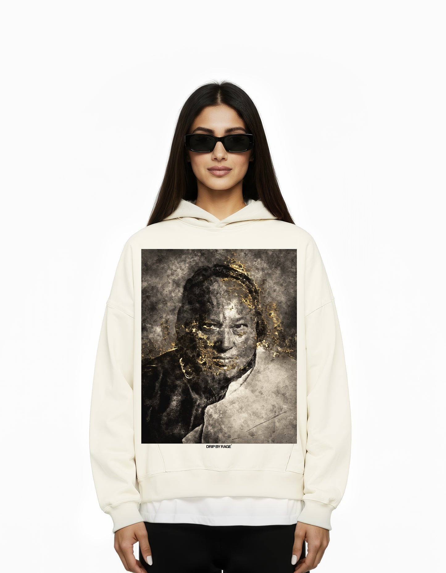 NUSRAT GOLD LEAF SUN FADED BOXY HOODIE