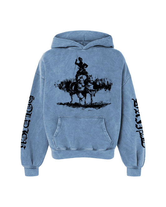 SAINT WARRIOR OVERSIZED WASHED HOODIE BLUE