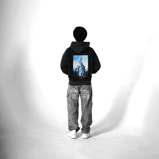 THE LAST KING OVERSIZED FADED HOODIE BLACK