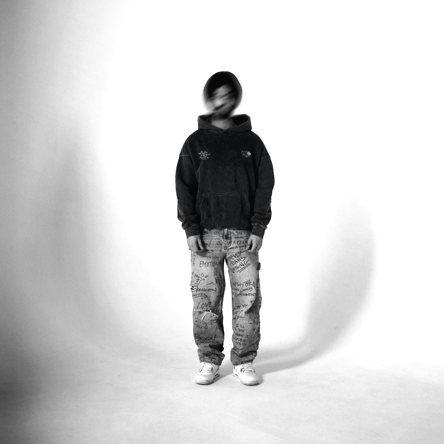 THE LAST KING OVERSIZED FADED HOODIE BLACK