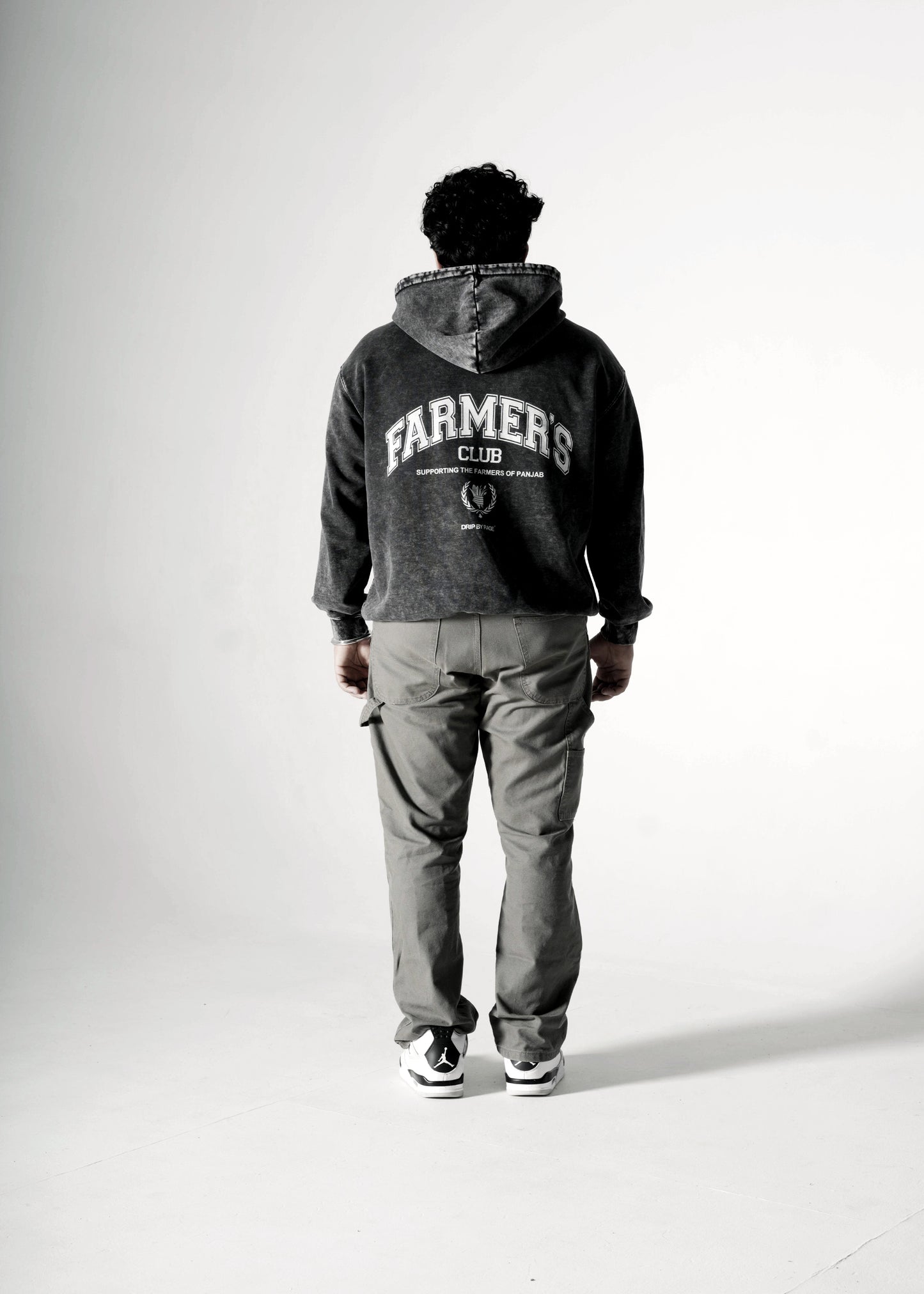 FARMERS CLUB OVERSIZED FADED HOODIE BLACK