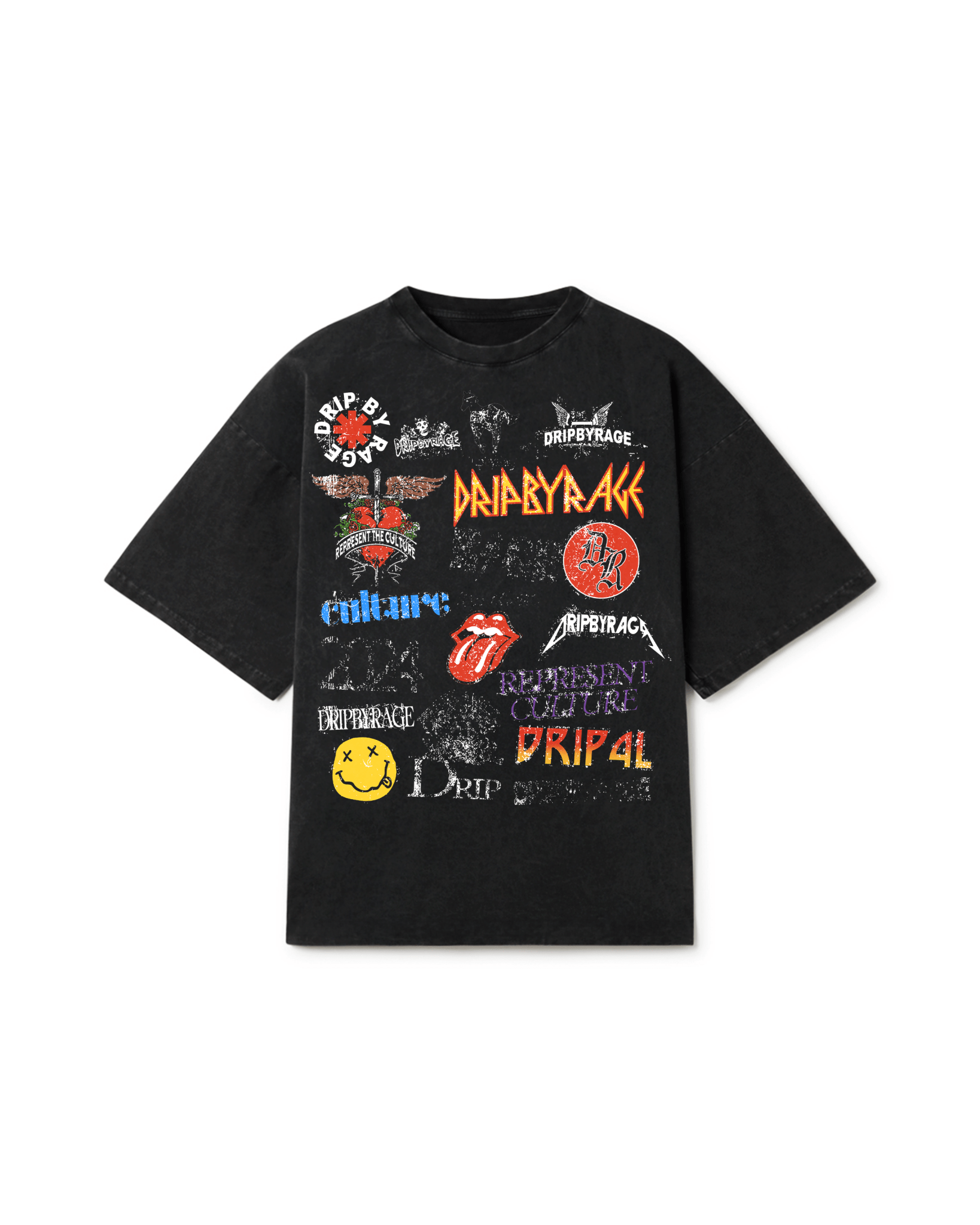 DRIP LOGOS OVERSIZED FADED T-SHIRT - Drip by Rage