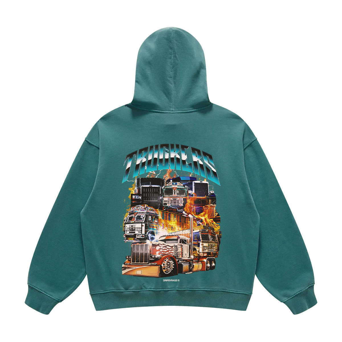 TRUCKERS OVERSIZED FADED HOODIE VINTAGE GREEN