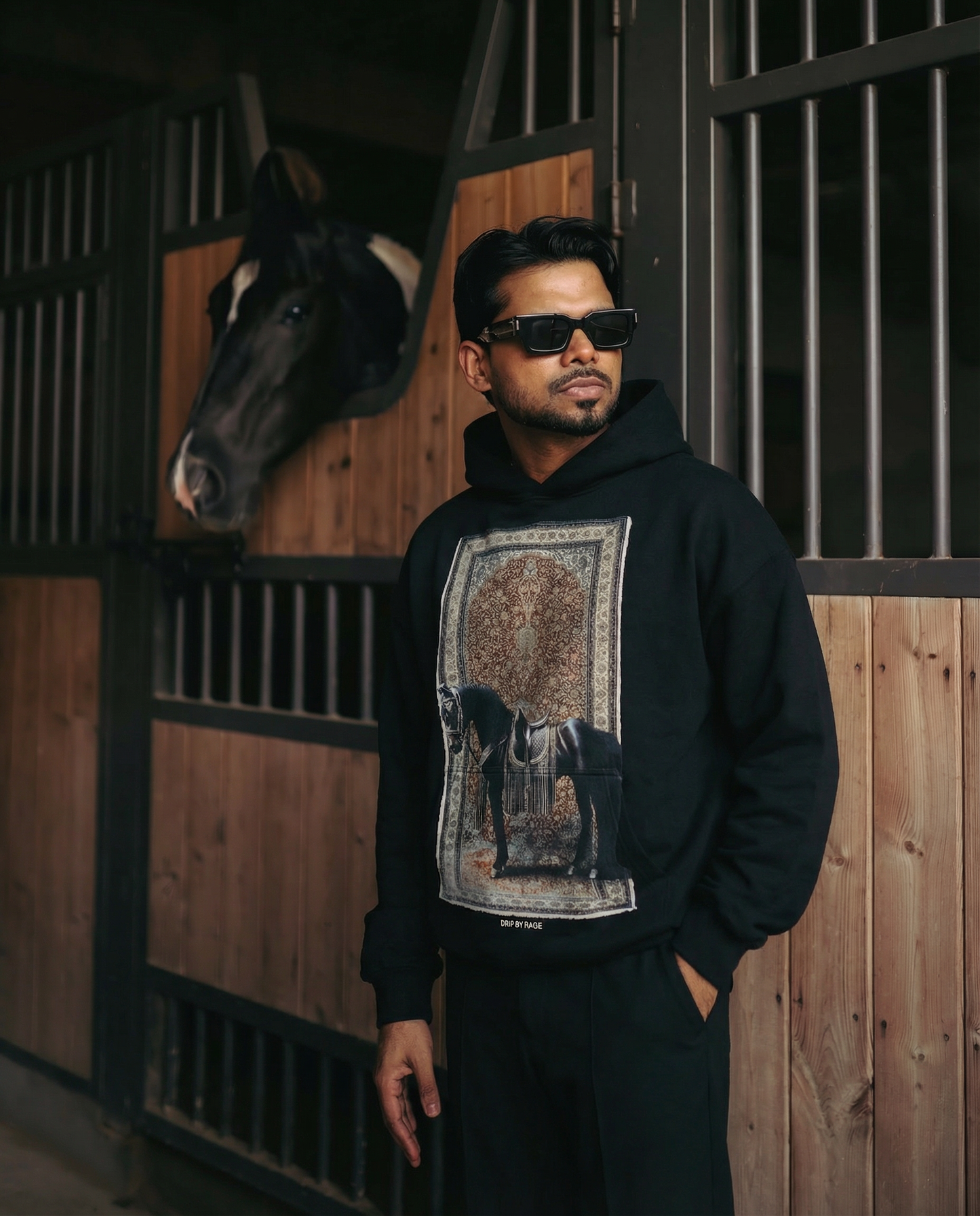 ROYALTY BIG PRINT SUN FADED BOXY HOODIE