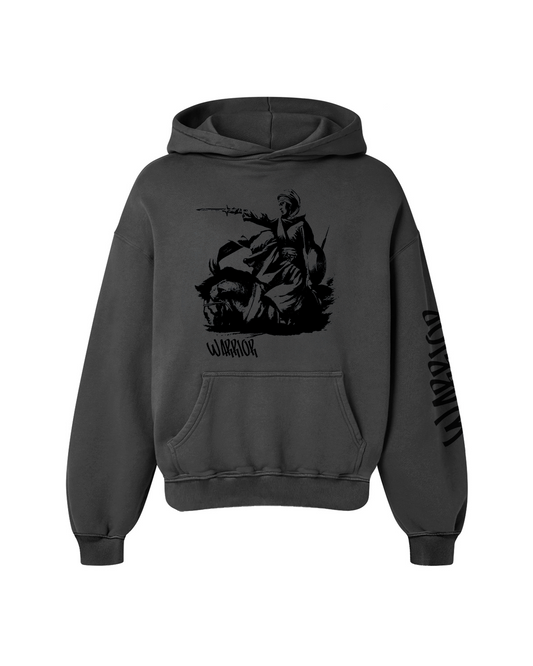 KAUR WARRIOR OVERSIZED FADED HOODIE GREY