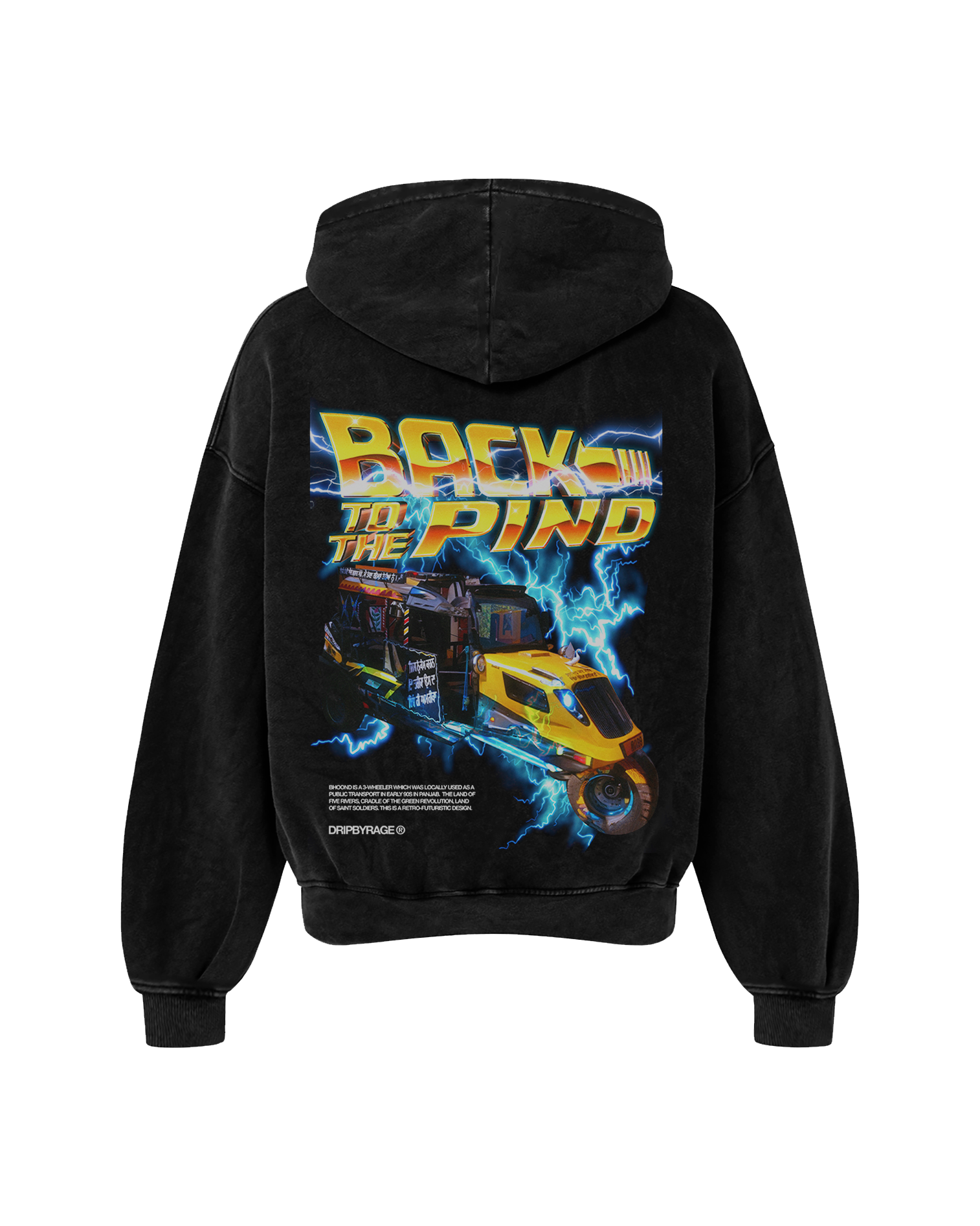 BACK TO THE PIND OVERSIZED FADED HOODIE BLACK