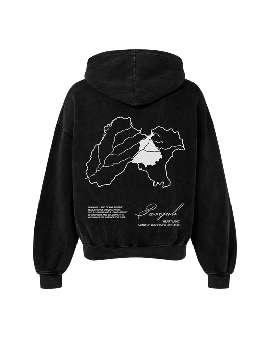 PANJAB OVERSIZED FADED HOODIE BLACK