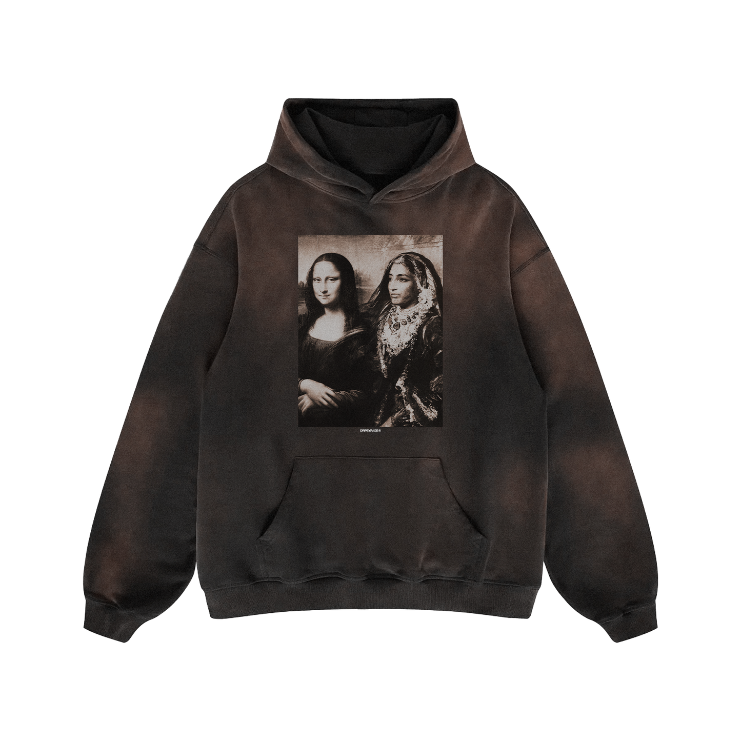 MAHARANI X MONA LISA OVERSIZED PREMIUM FADED HOODIE BURGUNDY