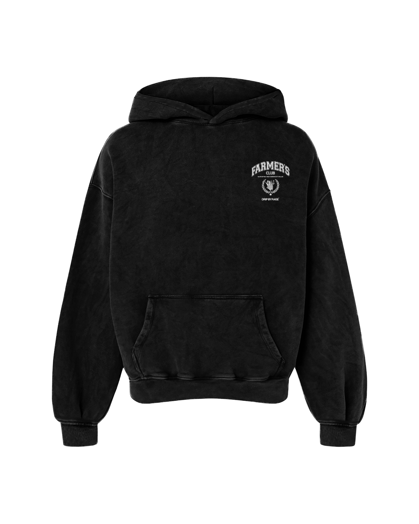FARMERS CLUB OVERSIZED FADED HOODIE BLACK