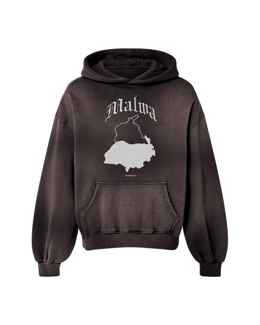 MALWA OVERSIZED PREMIUM FADED HOODIE BROWN