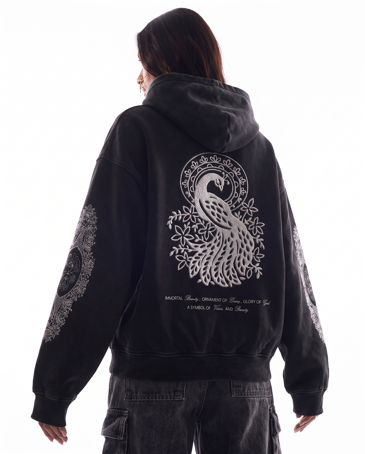 MORNI EMBROIDERED OVERSIZED FADED HOODIE