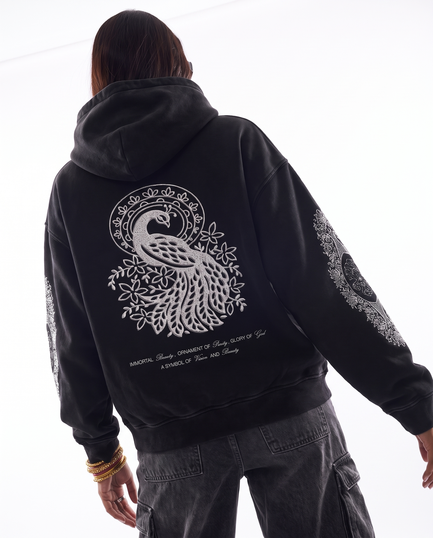MORNI EMBROIDERED OVERSIZED FADED HOODIE