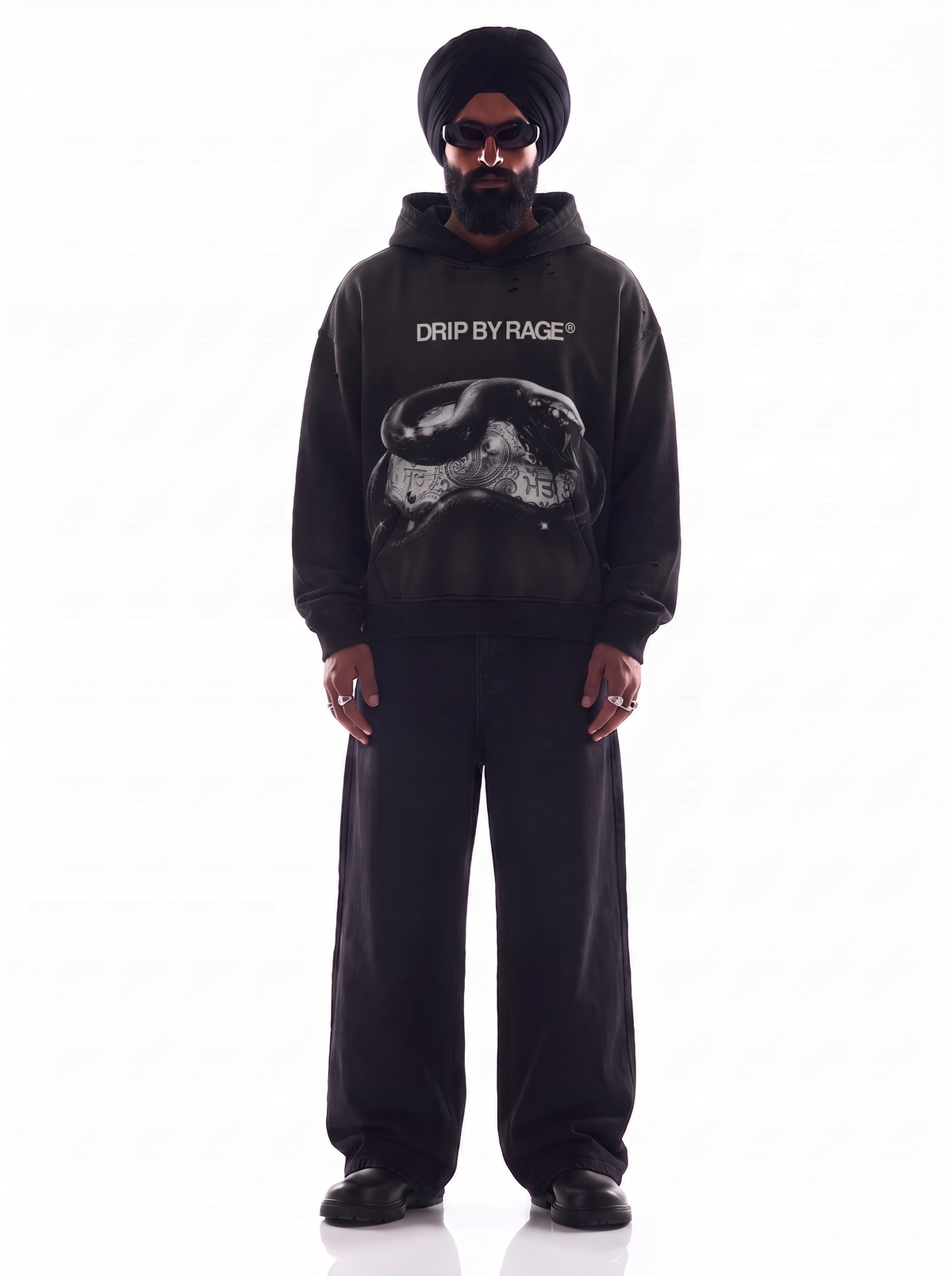 BLACK CHROME DSITRESSED HOODIE