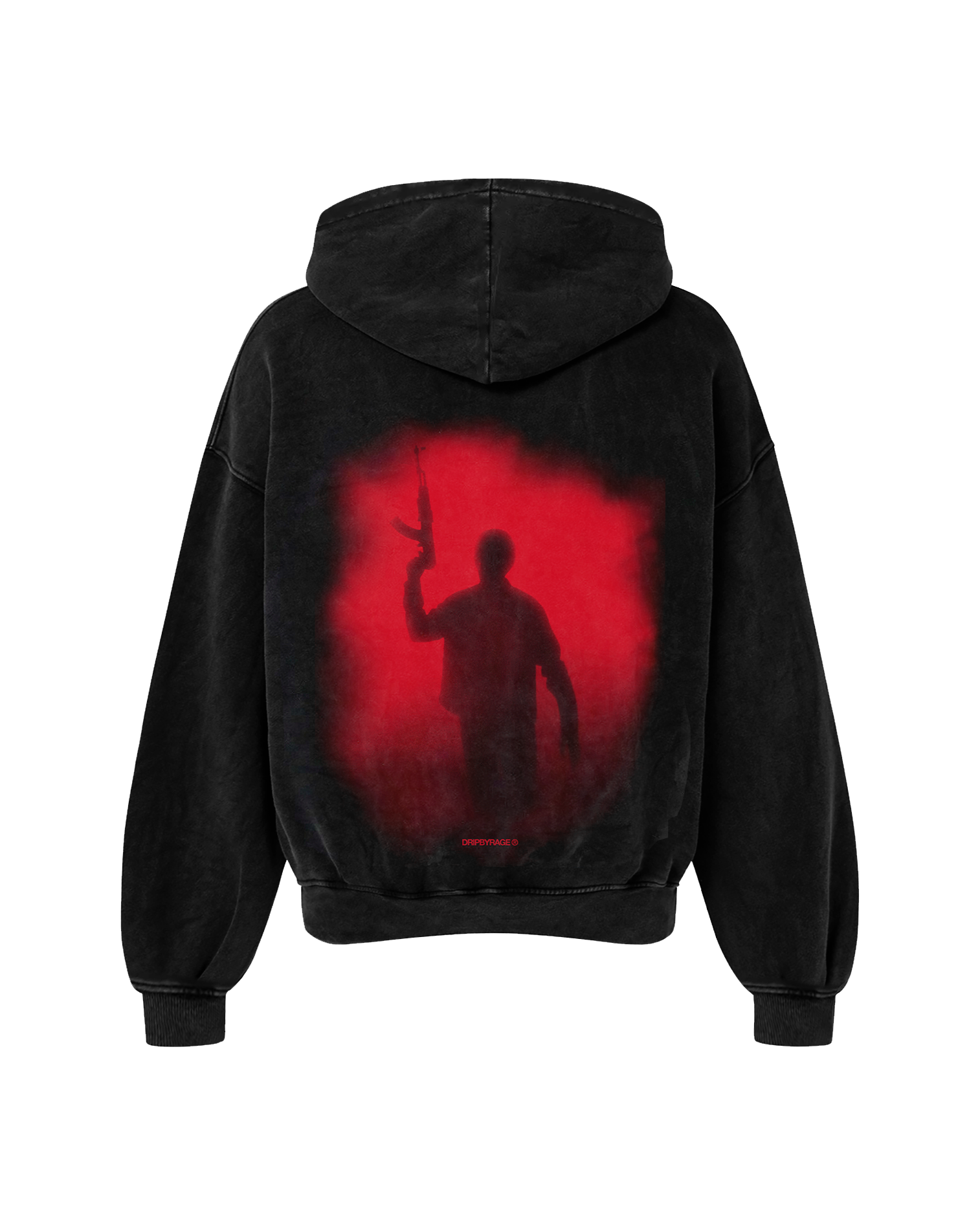 47 RED EDITION OVERSIZED FADED HOODIE BLACK