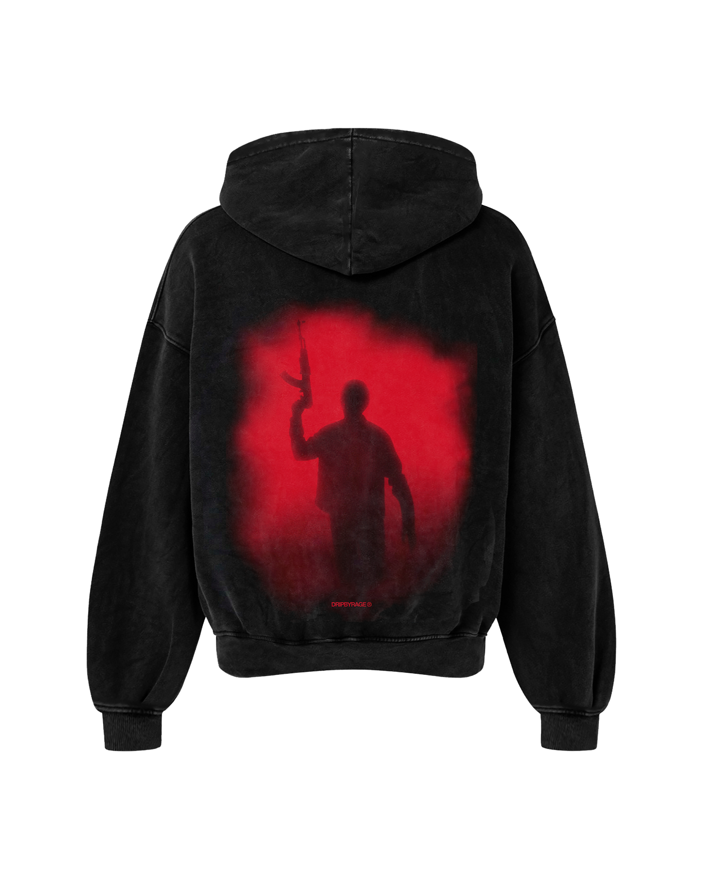 47 RED EDITION OVERSIZED FADED HOODIE BLACK
