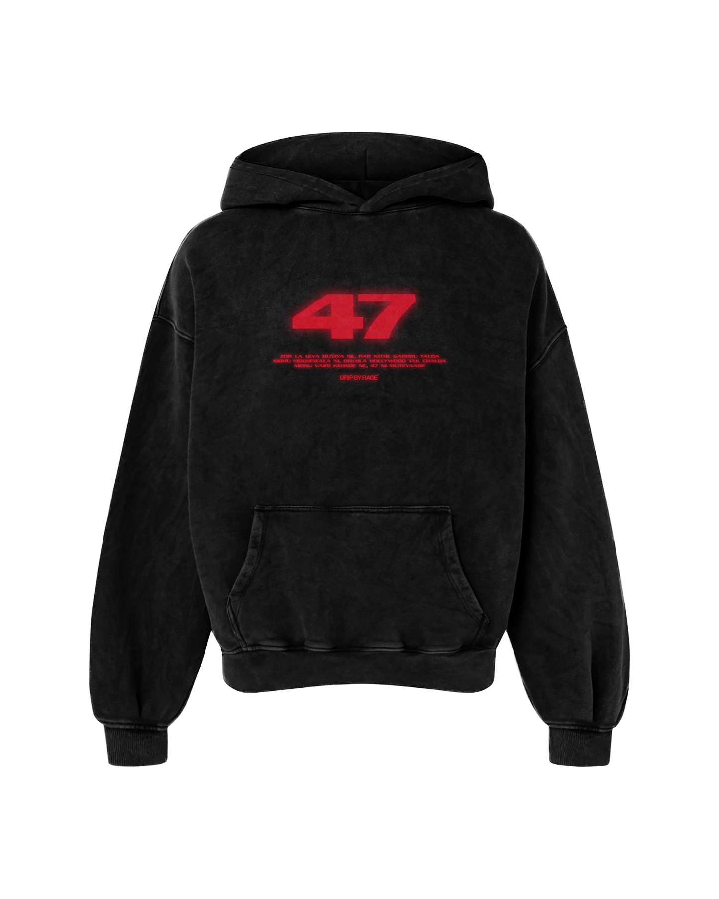 47 RED EDITION OVERSIZED FADED HOODIE BLACK