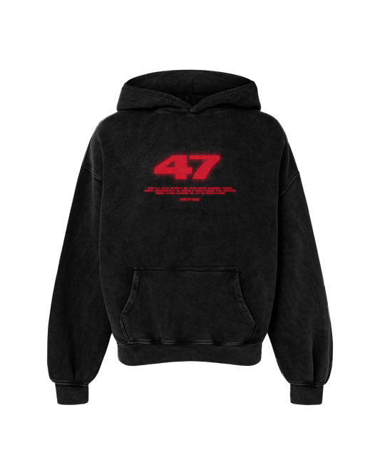 47 RED EDITION OVERSIZED FADED HOODIE BLACK