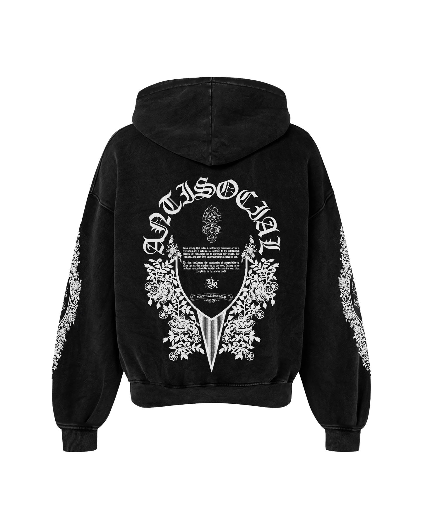 ANTISOCIAL OVERSIZED FADED HOODIE BLACK