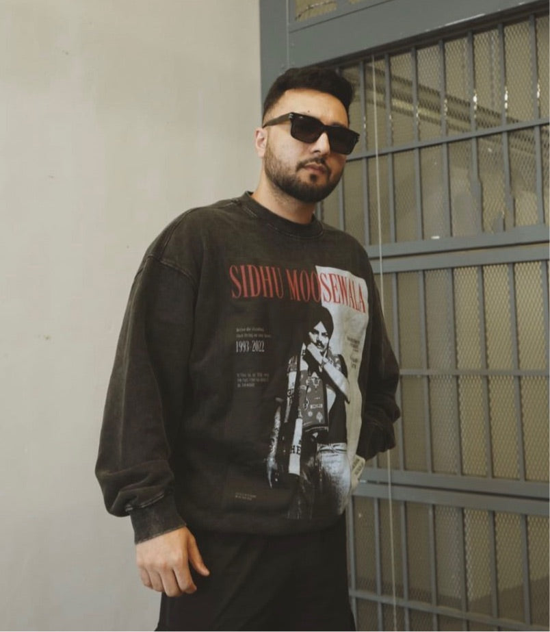 SIDHU X SCARFACE OVERSIZED FADED SWEATSHIRT