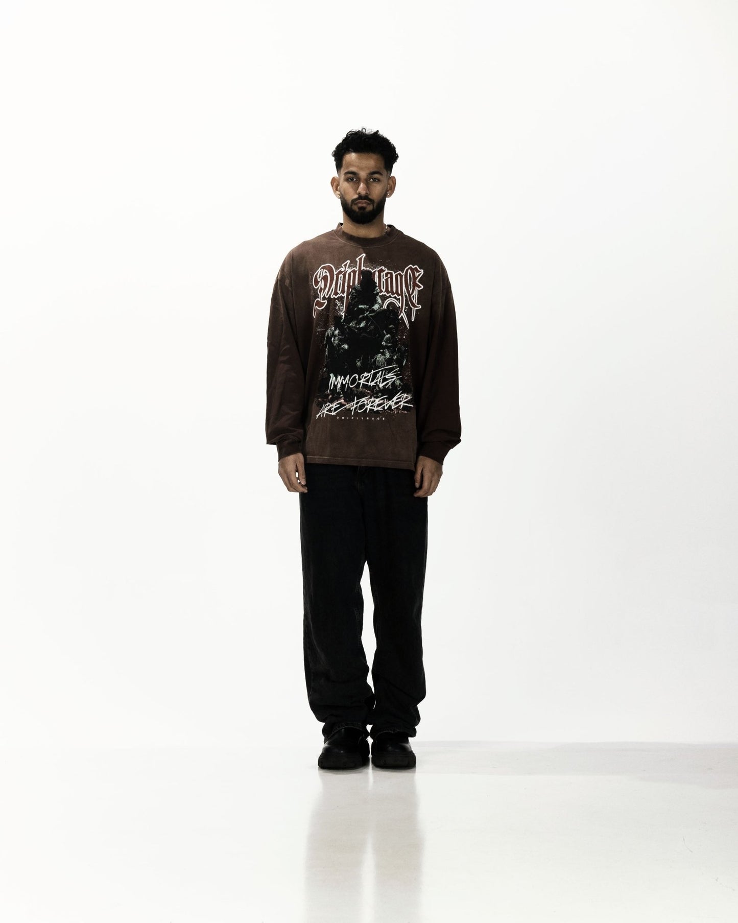 IMMORTALS FOREVER OVERSIZED LONG SLEEVE BROWN - Drip by Rage
