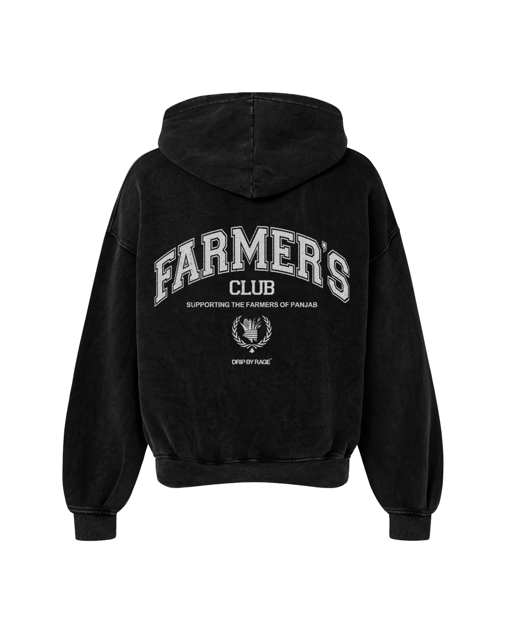 FARMERS CLUB OVERSIZED FADED HOODIE BLACK