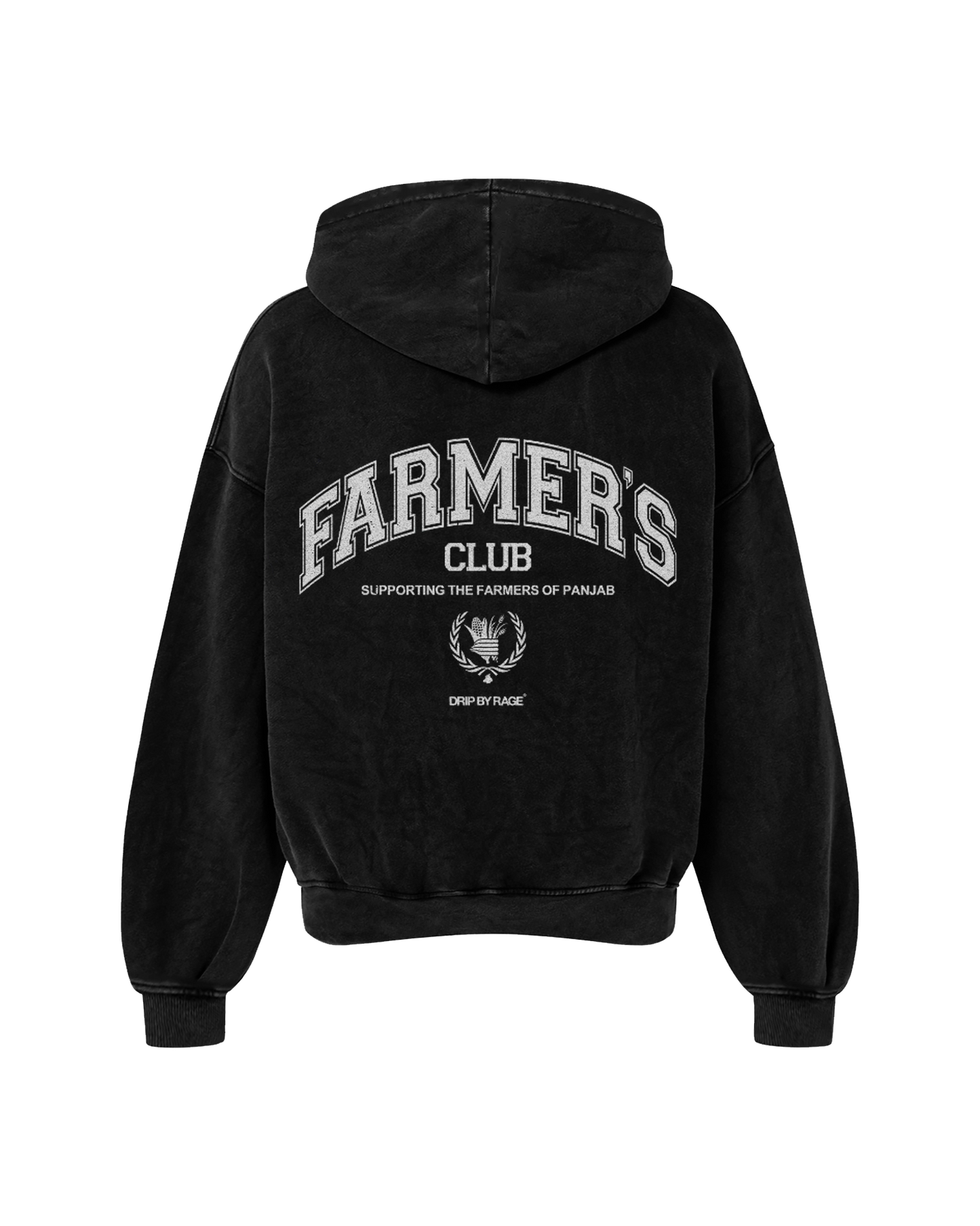 FARMERS CLUB OVERSIZED FADED HOODIE BLACK