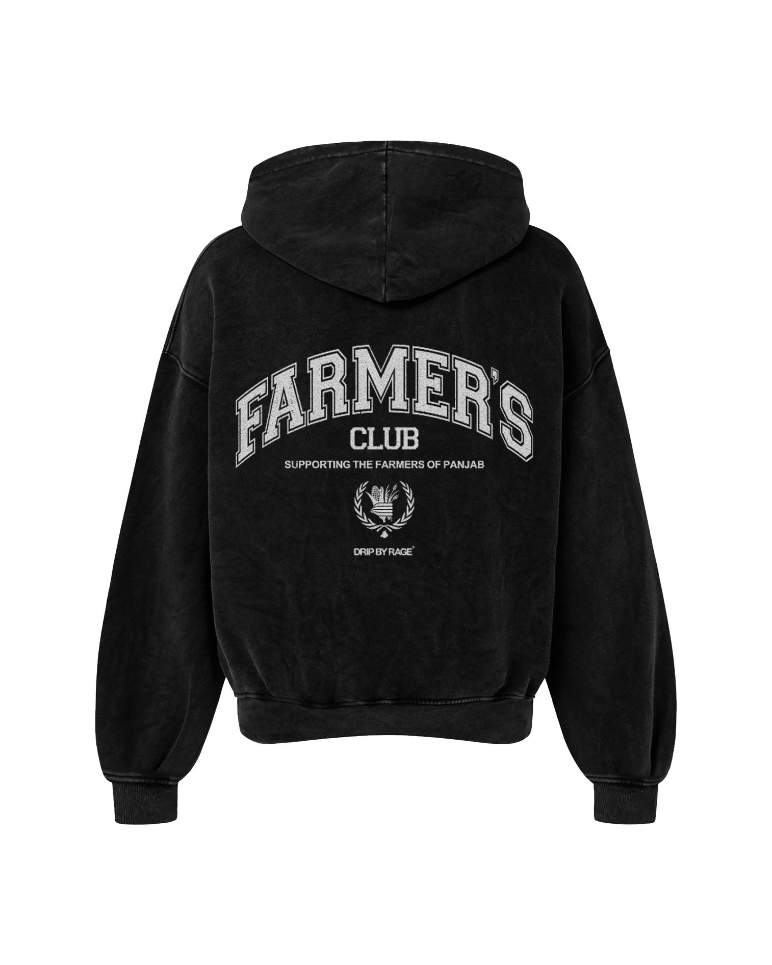 FARMERS CLUB OVERSIZED FADED HOODIE BLACK