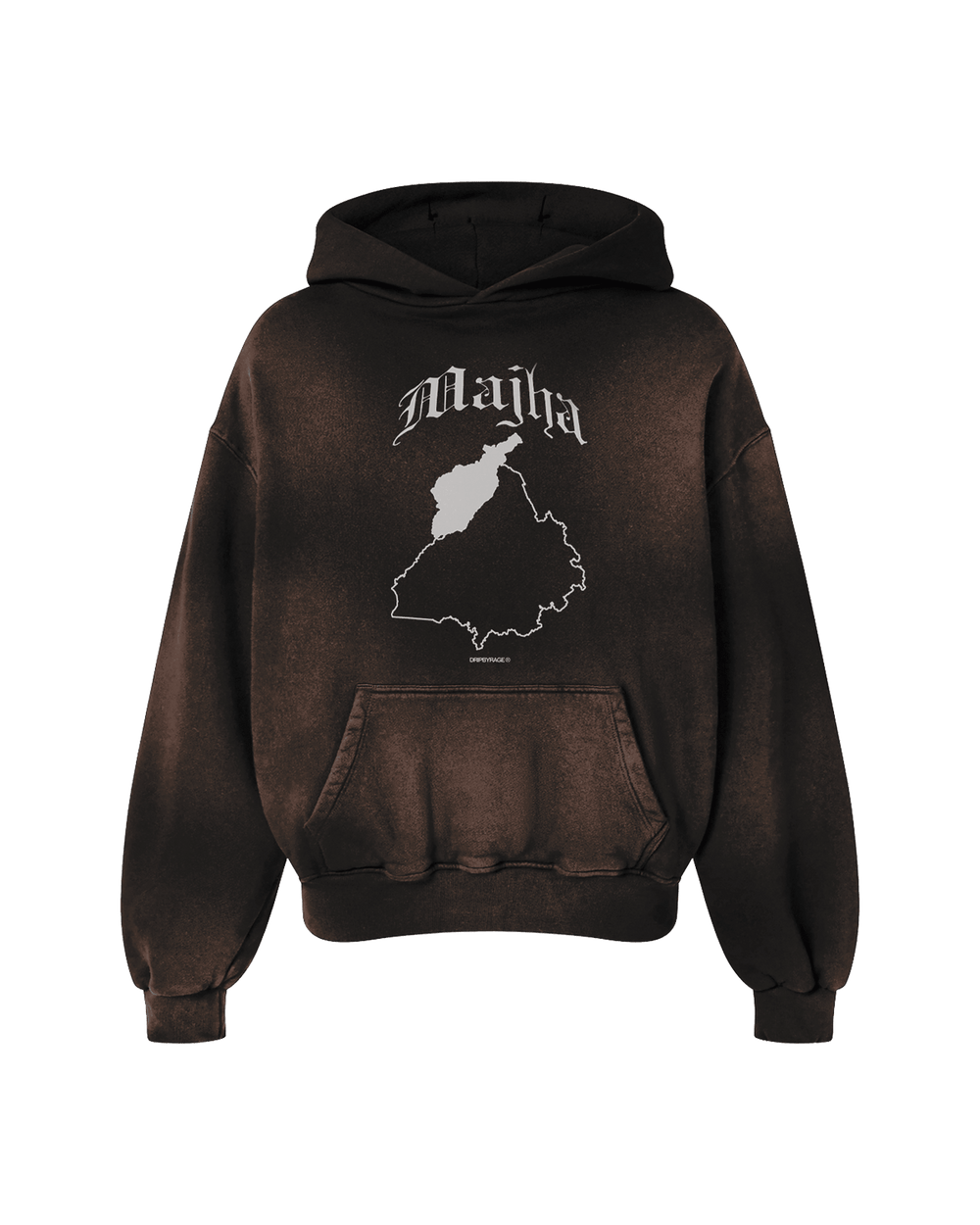 MAJHA OVERSIZED PREMIUM FADED HOODIE VINTAGE BURGUNDY - Drip by Rage