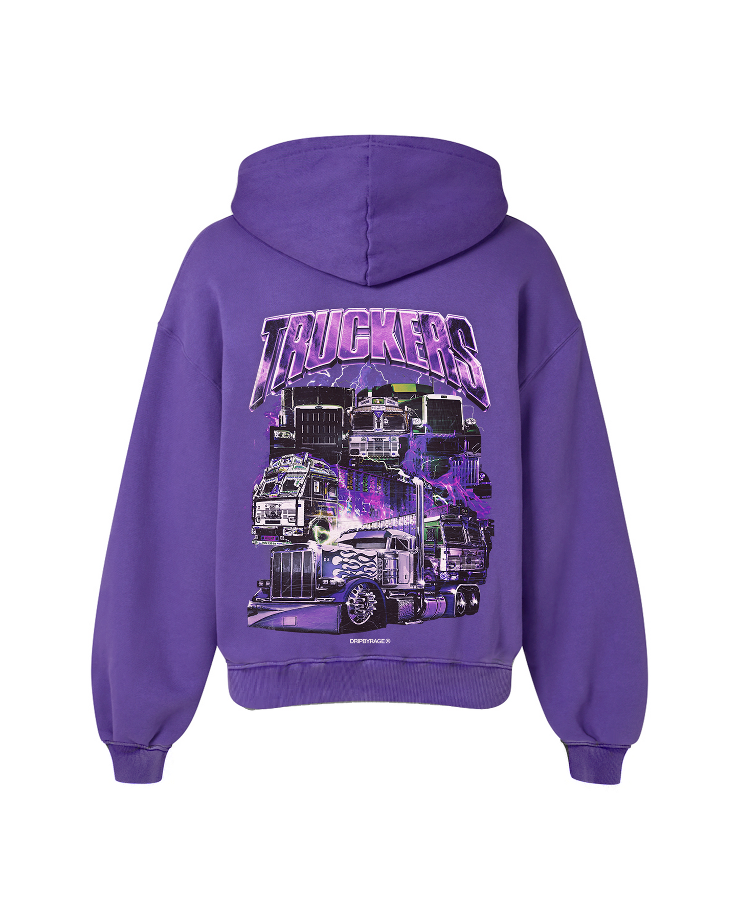 TRUCKERS PURPLE OVERSIZED FADED HOODIE HAZE