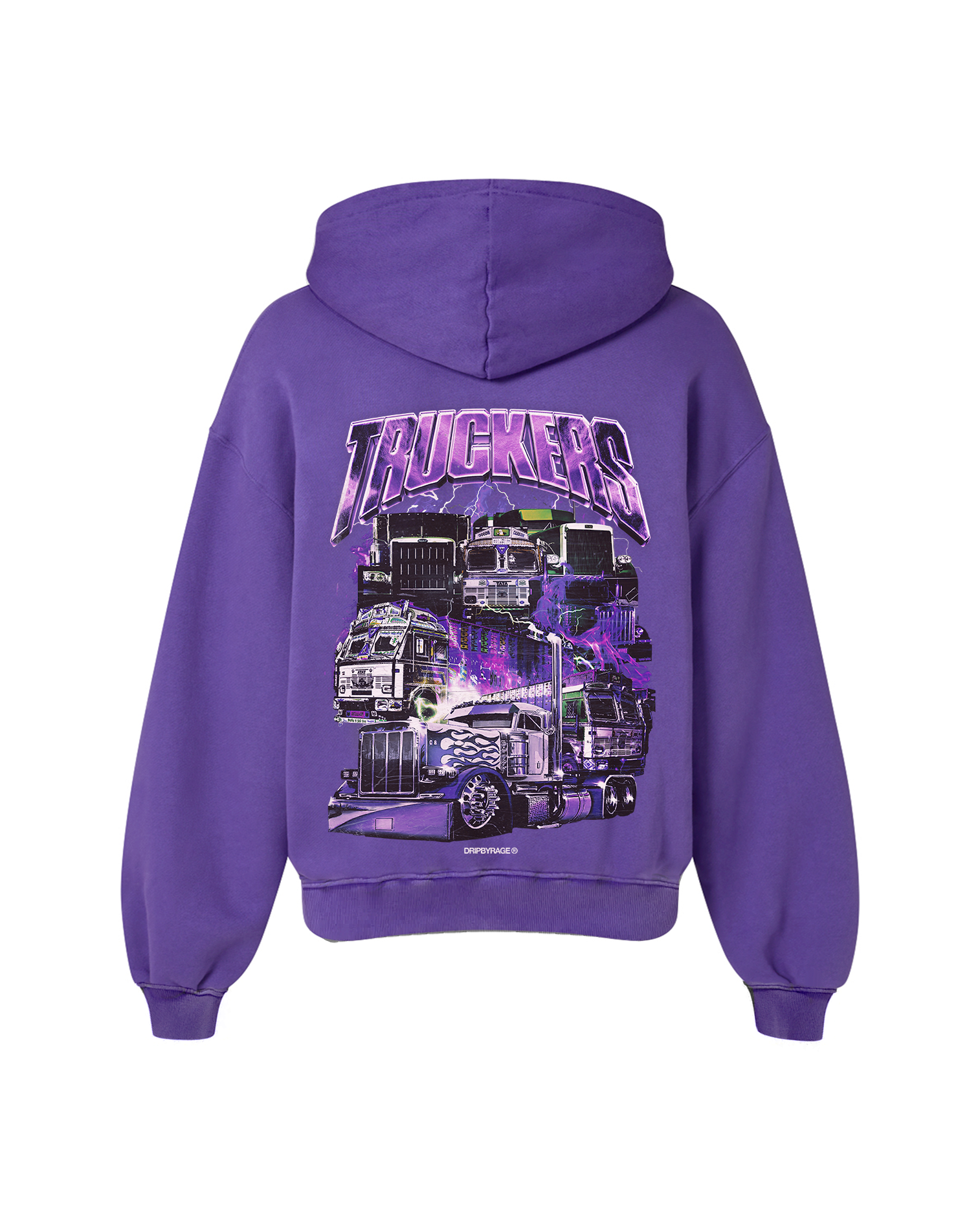 TRUCKERS PURPLE OVERSIZED FADED HOODIE HAZE