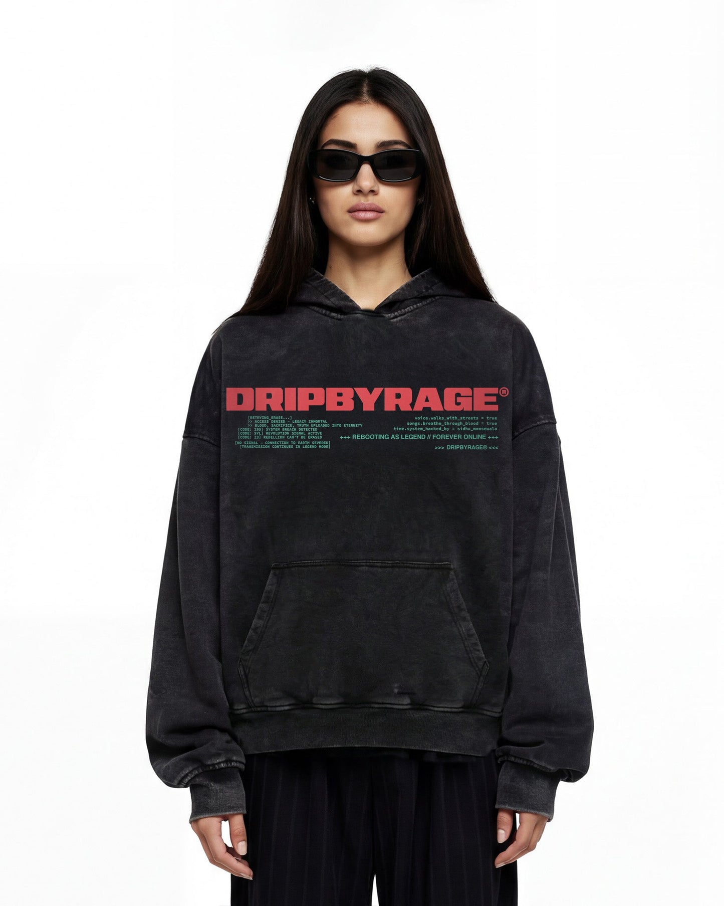 REBEL PROTOCOL OVERSIZED FADED HOODIE - Drip by Rage