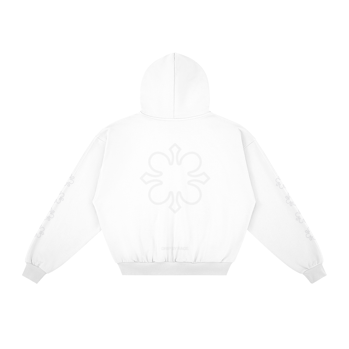 MONOGRAM ALL WHITE BOXY ZIP-UP HOODIE – Drip by Rage