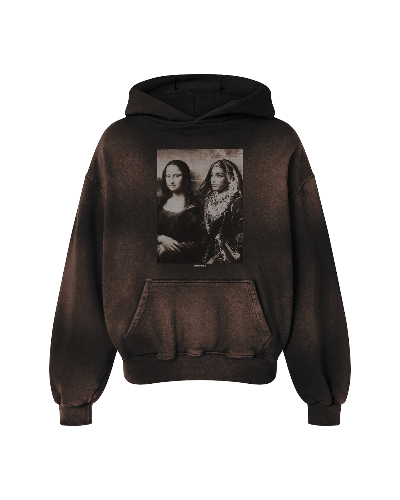 MAHARANI X MONA LISA OVERSIZED PREMIUM FADED HOODIE BURGUNDY