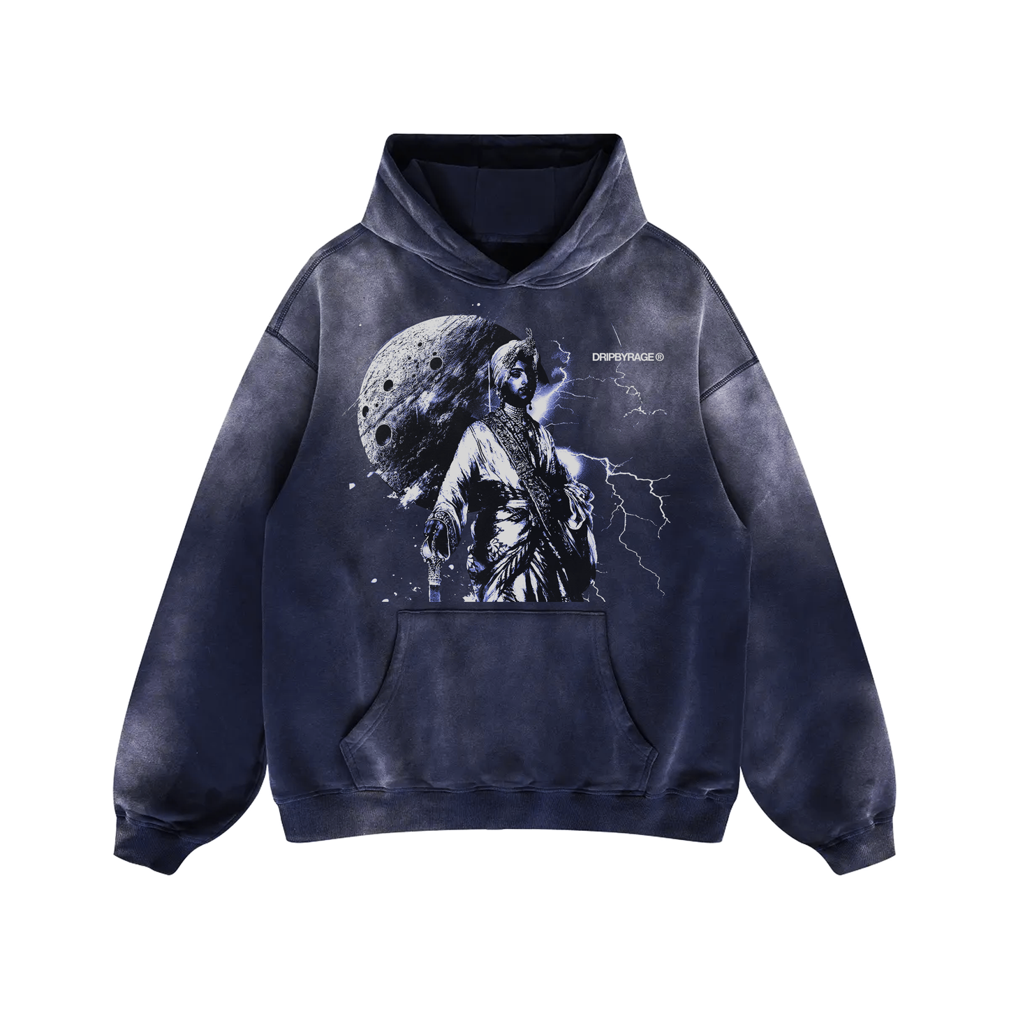 MOONLIGHT OVERSIZED PREMIUM FADED HOODIE BLUE