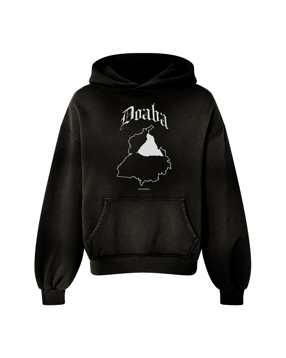 DOABA OVERSIZED PREMIUM FADED HOODIE SMOKED BLACK