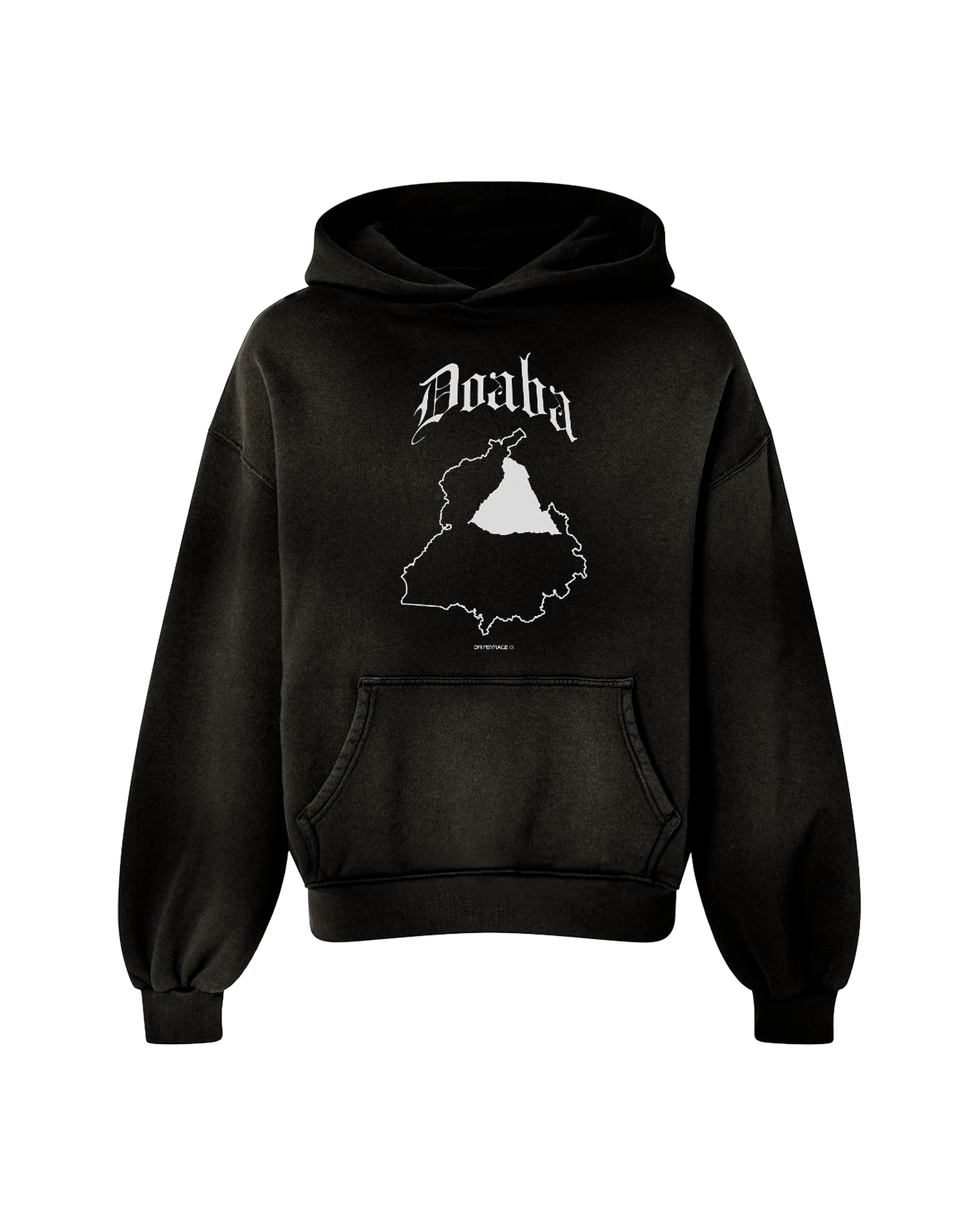 DOABA OVERSIZED PREMIUM FADED HOODIE SMOKED BLACK