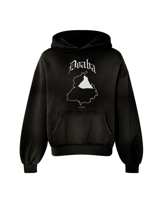 DOABA OVERSIZED PREMIUM FADED HOODIE SMOKED BLACK
