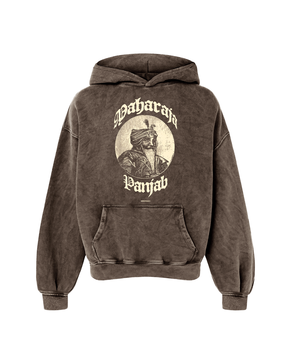 LION OF PANJAB OVERSIZED WASHED HOODIE BROWN