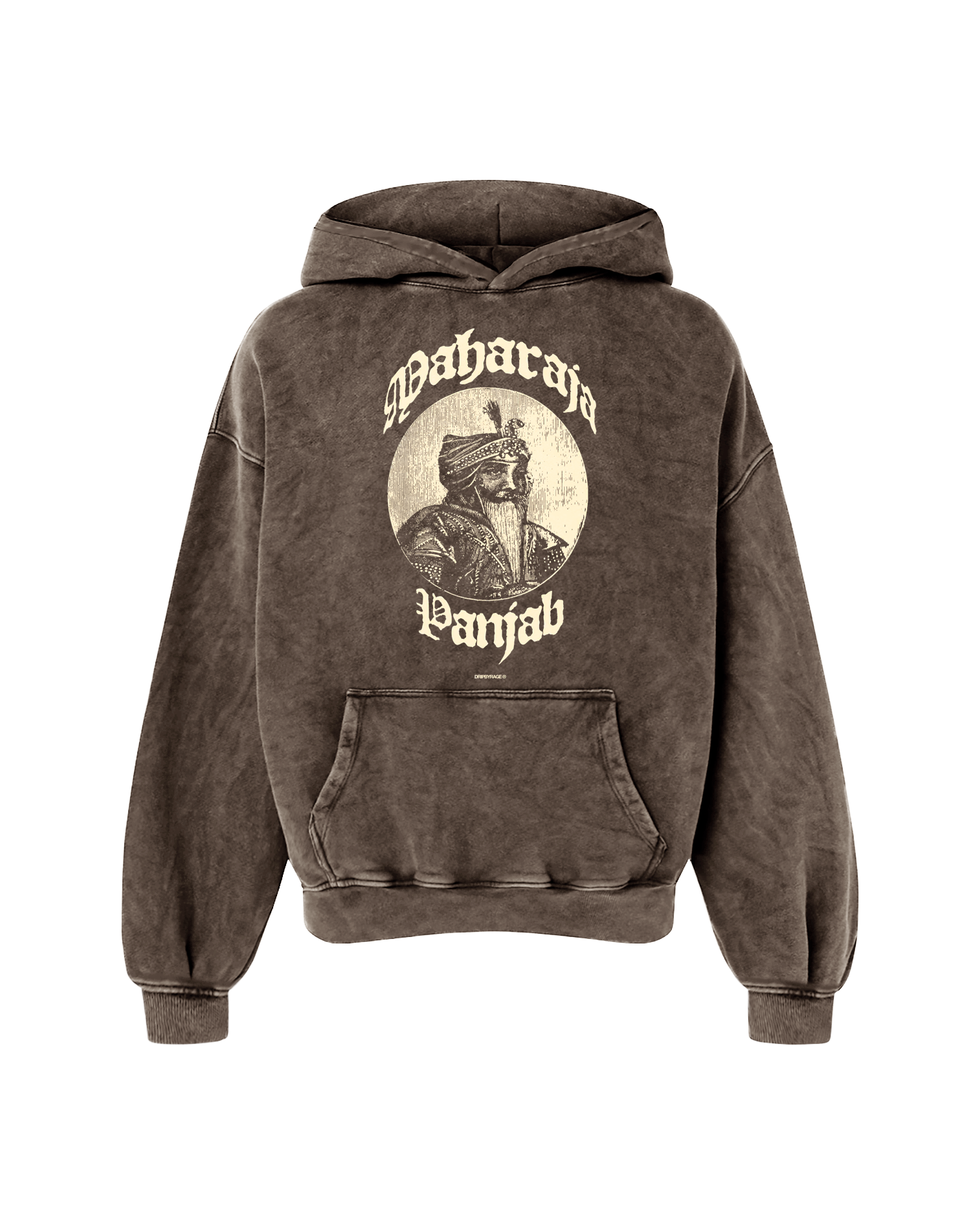 LION OF PANJAB OVERSIZED WASHED HOODIE BROWN
