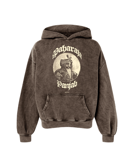 LION OF PANJAB OVERSIZED WASHED HOODIE BROWN