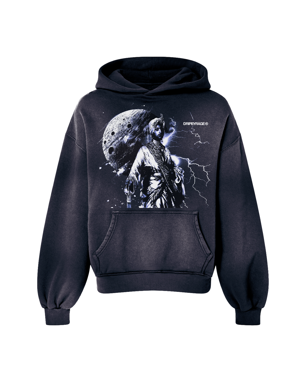 MOONLIGHT OVERSIZED PREMIUM FADED HOODIE BLUE