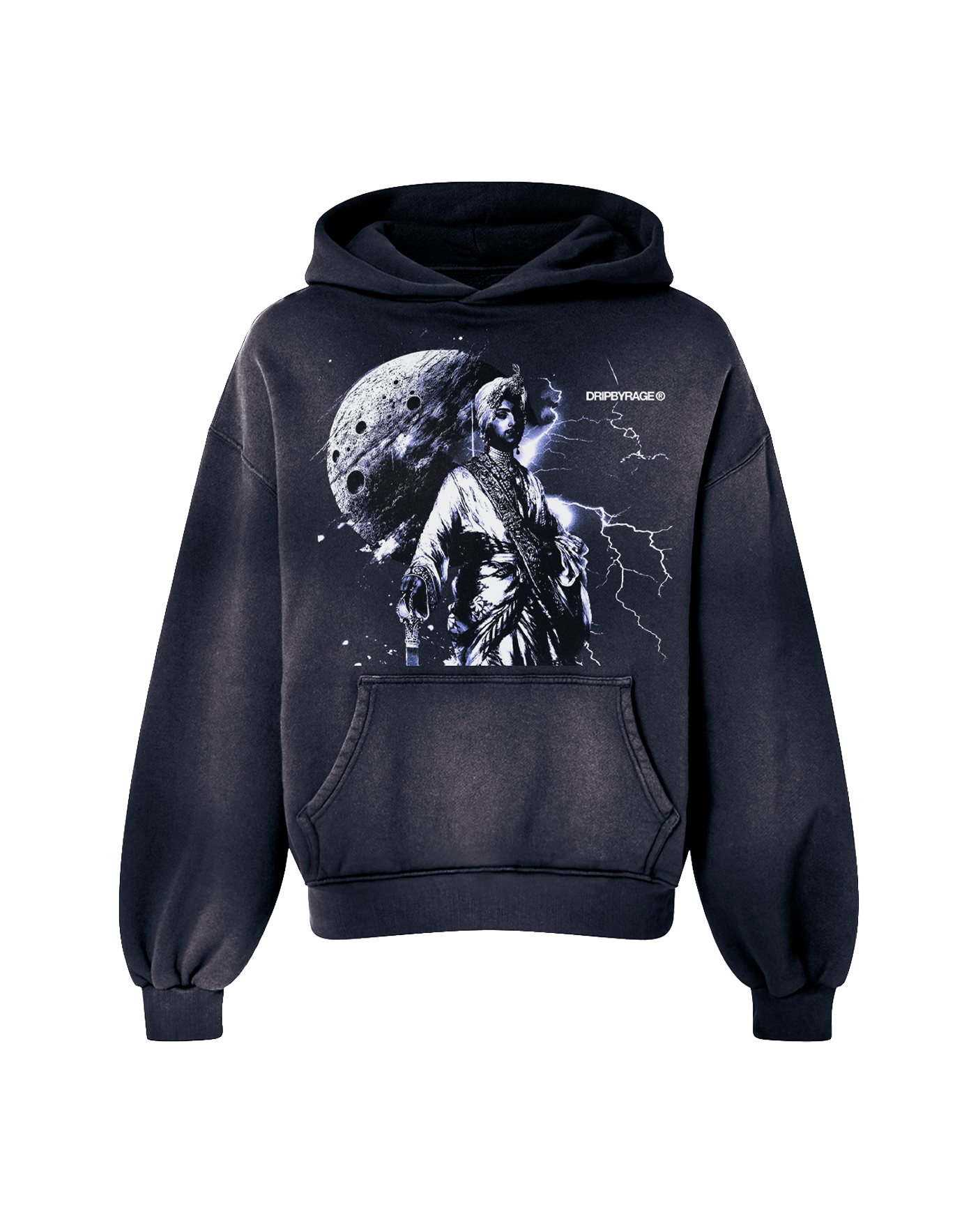 MOONLIGHT OVERSIZED PREMIUM FADED HOODIE BLUE